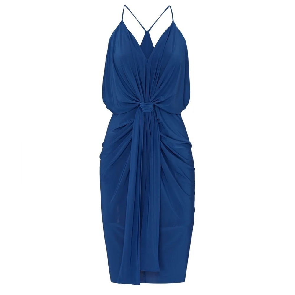 T-Bags Los Angeles Draped Midnight Blue Cocktail Dress Misa size Small